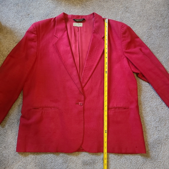 LL Bean Vintage Women's Blazer Size 20 Petite Linen Cotton Blend Red Long Sleeve - Picture 7 of 10